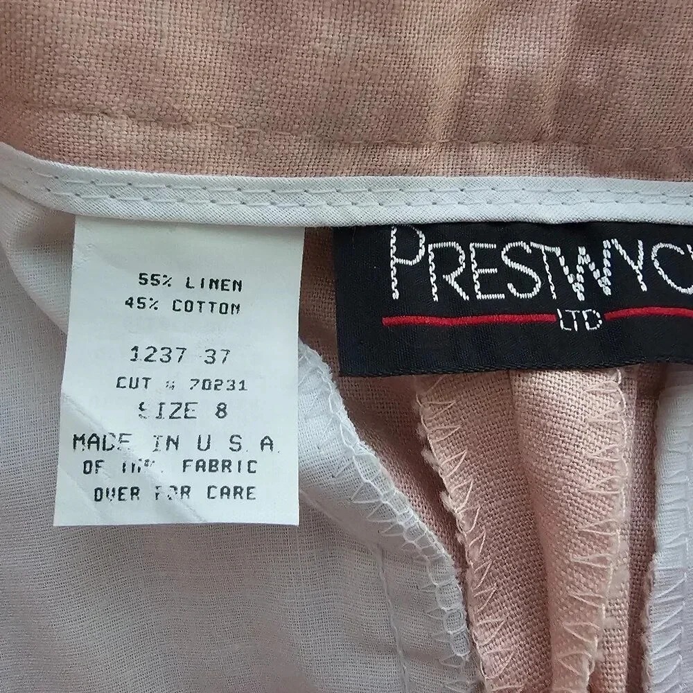 Vintage Prestwyck LTD Gretchen Pleated Linen Cotton Blend Shorts Size 8 Pink‎ - Picture 5 of 7